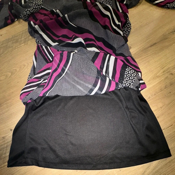 Cato Women’s Black Purple Grey patterned layered sheath dress sz S - Picture 3 of 9